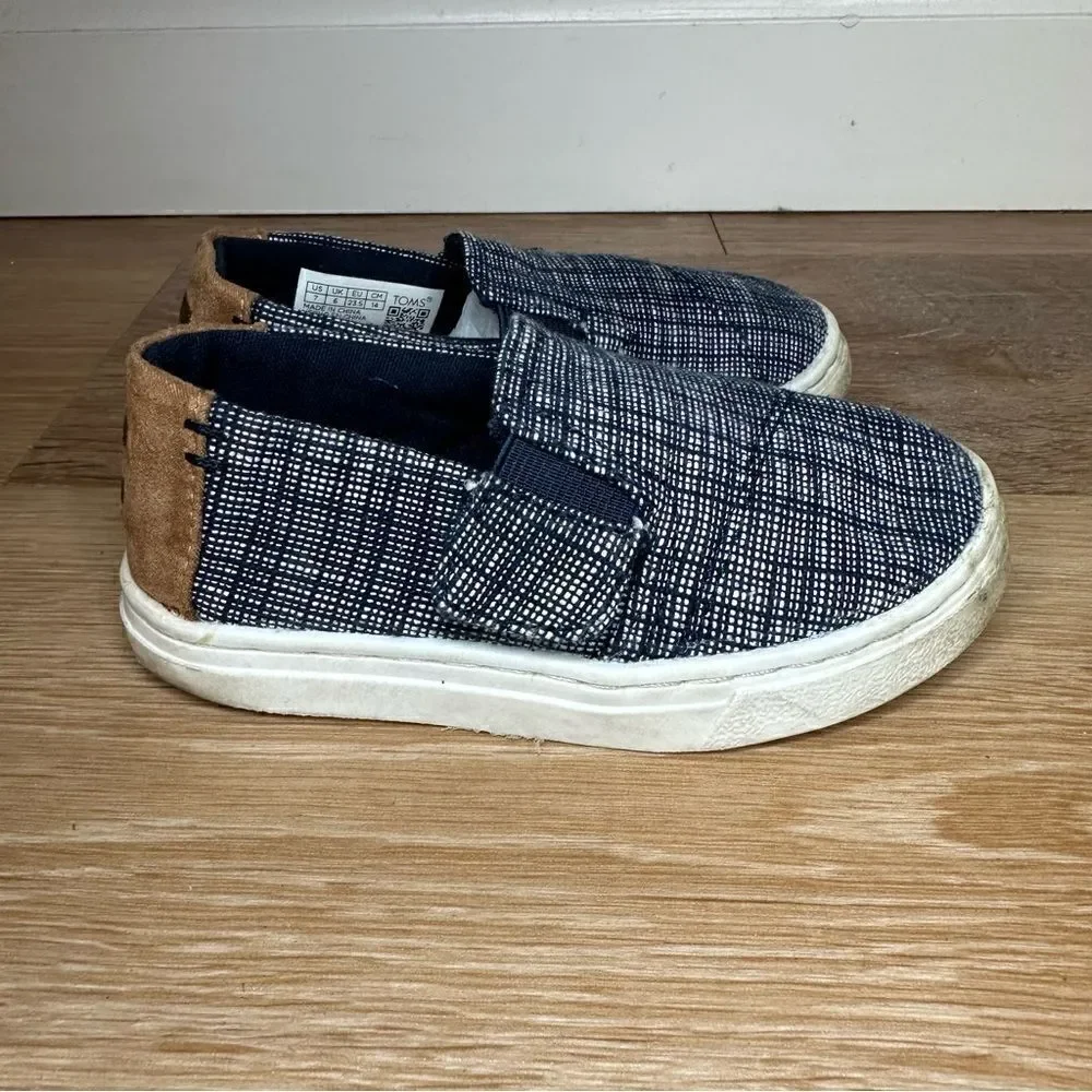 Toms Toddler Size 7 Luca Blue Heathered Slip On Sneakers - Picture 2 of 10